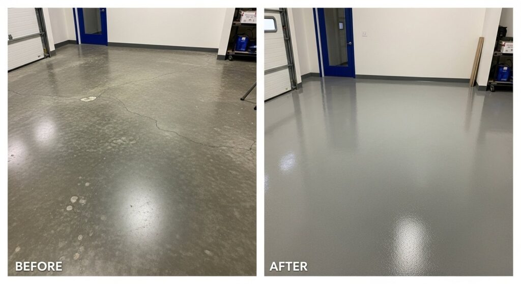 Concrete Floor Repair Before & After